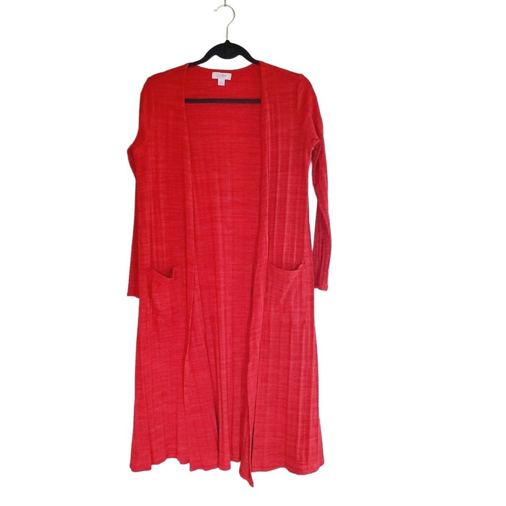 Lularoe Womens Cardigan Red S Open Front Long Sleeve Pockets - Picture 1 of 7